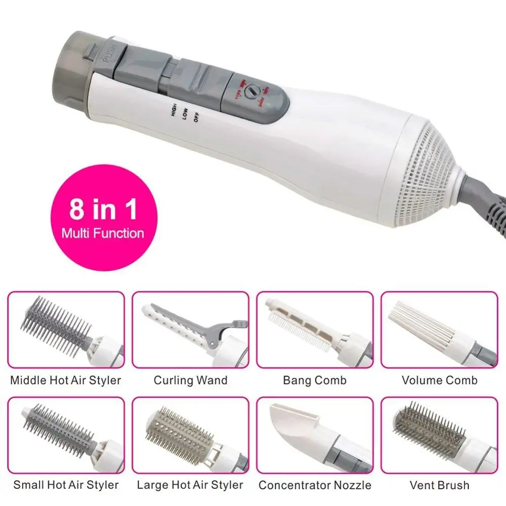 Professional Hair Iron 8 In 1 Hair Dryer Brush Hot Comb Blow Dryer Hair Straightener Diffuser for Hair Dryer Hot Air Brush