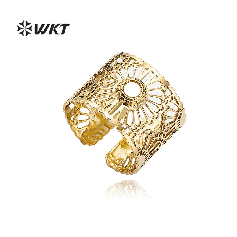 

WT-MPR021 WKT shell Hollow out flowers Stainless steel rings French elegant simple retro opening female adjustable ring