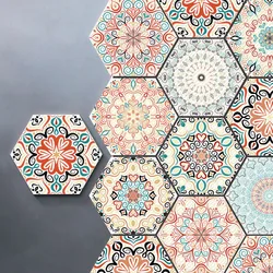 Hexagonal Mandala Stil Keramik Fliesen Aufkleber Küche Bad Selbst Klebstoff Wasserdichte Wand Aufkleber Wandbild Peel & Stick