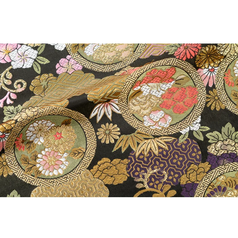 CF793 Flowers  Japanese Style Nishijin Brocades Kimono Cosplay Handmade DIY Materials Manual Bags Dress Clothes Fabrics