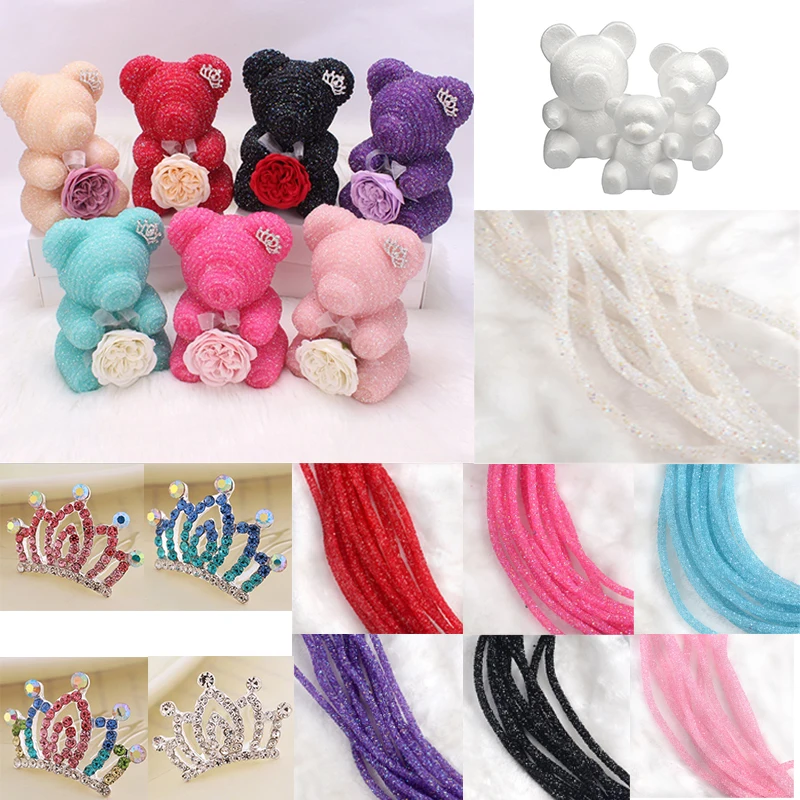 1pc 15センチメートル/20センチメートル/30センチメートル真珠の泡ローズクマ型diyギフト用ポリスチレン発泡スチロール発泡ボール人工ローズ花クマ