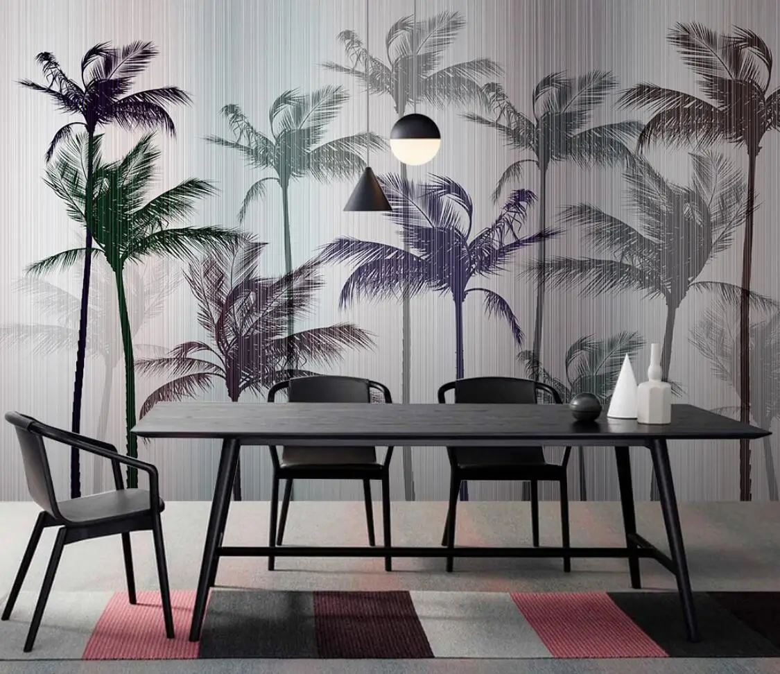 tropical plants hand-painted coconut tree TV sofa background wall painting home decoration Custom wallpaper of any size