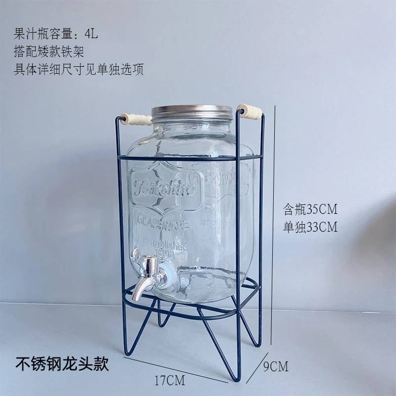 Large-capacity glass jar with faucet can be put in the refrigerator, sealed cold water bucket, summer lemonade container