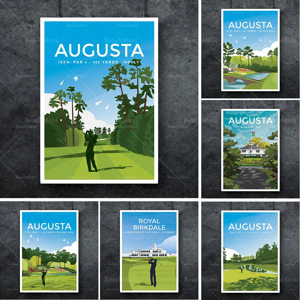 Augusta National Golf Club Asia American Celebrity Golf Travel Poster Print Gifts for Golfers Golf Art Print Mom Dad Son Living