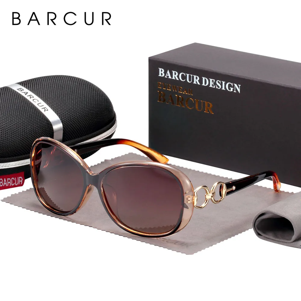 BARCUR Polarized Vintage Women Sunglasses Round Gradient Sun glasses Women UV400 gafas oculos de sol masculino