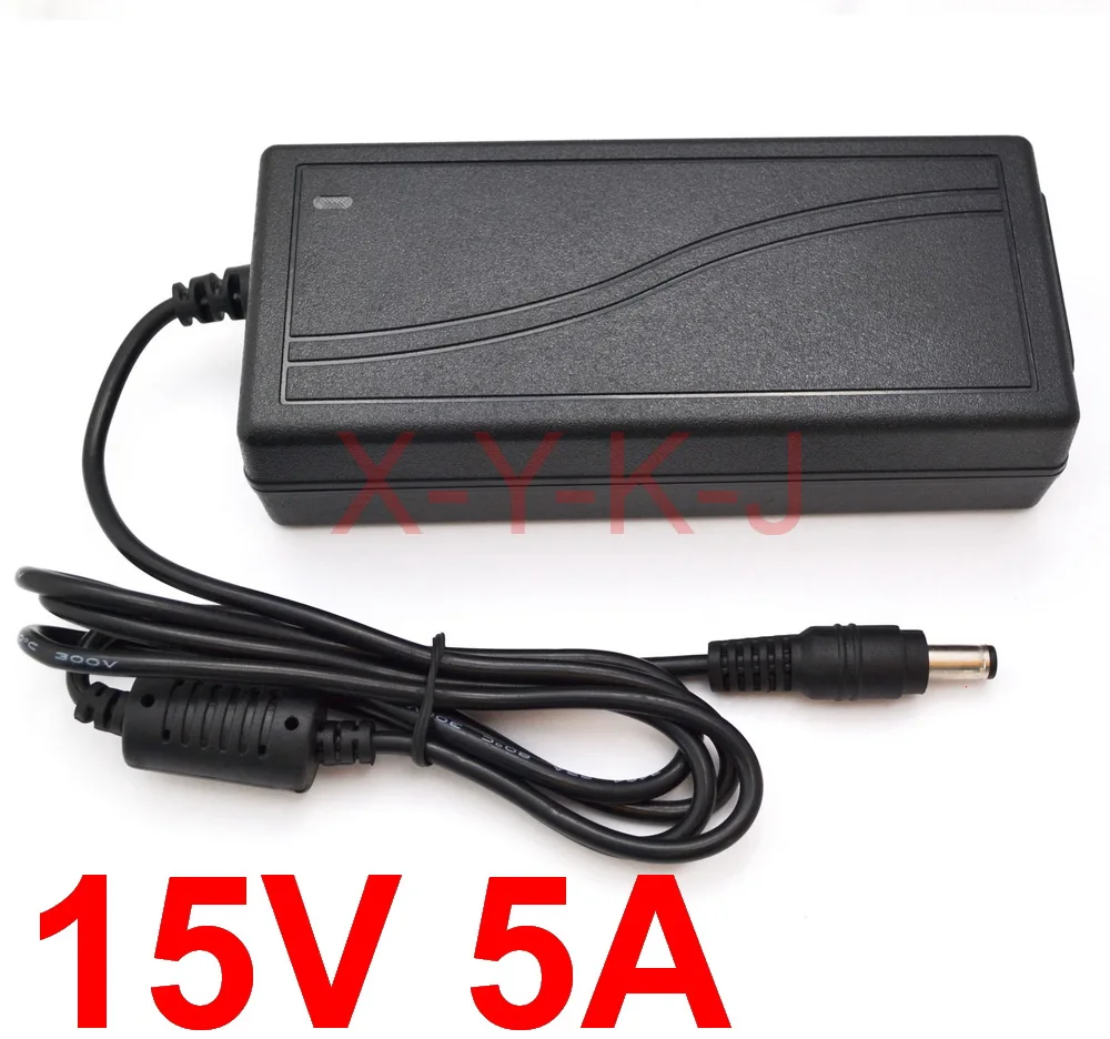 High quality IC solutions AC 100V-240V DC 15V 5A Switch power supply,75W LED adapter, DC 5.5mm*2.1-2.5mm