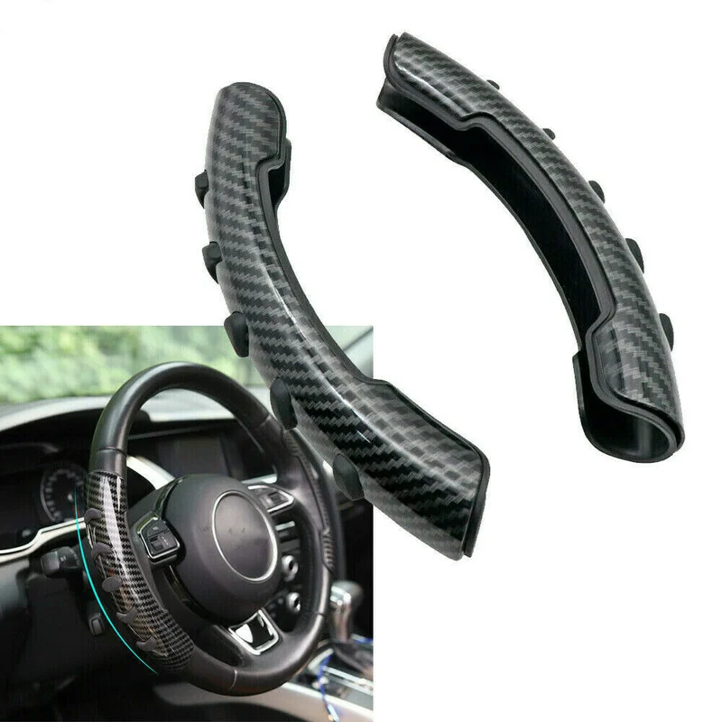 

2pcs Car Tuning Carbon Fiber Non-Slip Steering Wheel Booster Cover black security protection Universal Car Interior Accessories