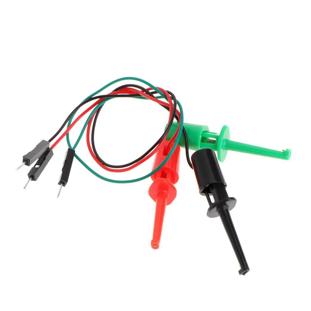 3Pcs/Set Electrical Hook Test Clip Transistor Tester Hook Type Tests Clip Probes Kit with Male Head DuPont Line