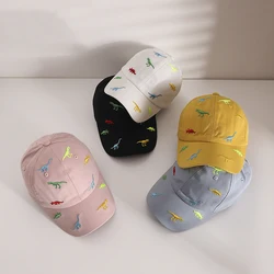 Korea Children's Hat New Cartoon Dinosaur Embroidered Cap Trend Big Eaves Sun Shading Baby Baseball Caps Casual Kids Visors