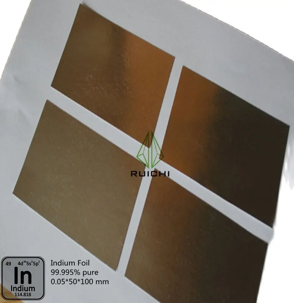 RUICHI 99.995% Pure Indium Foil Metal Sheet 0.05*50*100mm