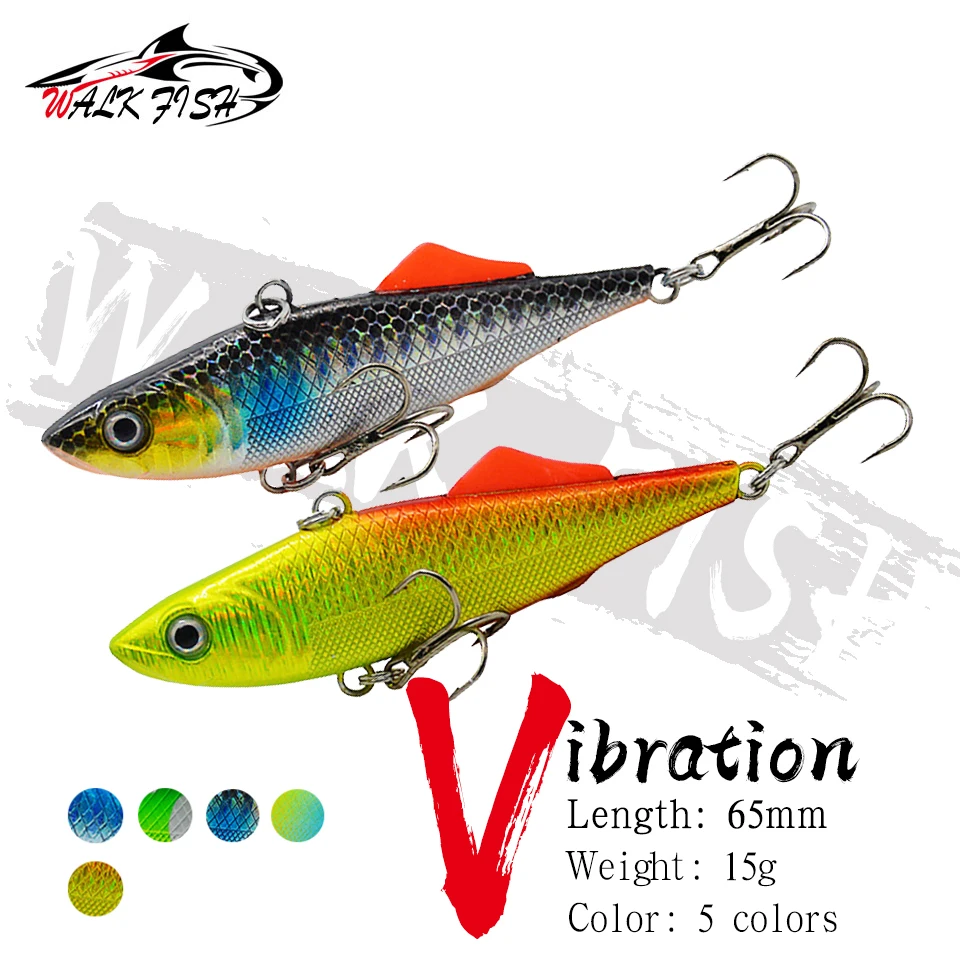 WALK FISH Fishing Lure Sinking vibration 15g 65mm vib lure trolling Metal lure Hard Bait crankbait winter Fishing Bass Pike Lure