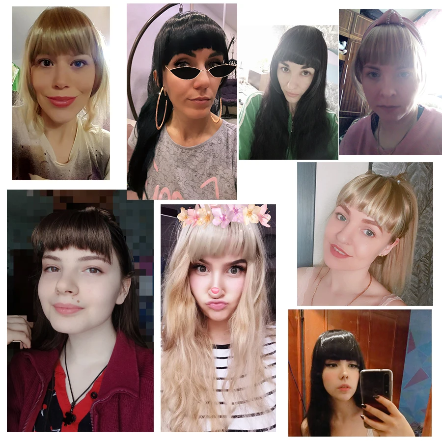 Syntetyczne włosy Clip In Bangs przedłużanie włosów syntetyczne włosy Bangs peruka Frange Blunt Hair Bang odporne na ciepło fałszywe włosy