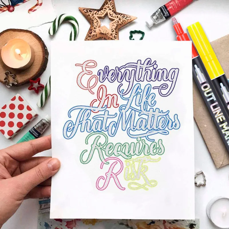 New Fantasy Double Line Hook Line Pen 12 Color Set Stationery Double Line Highlighter Free Shipping Hand Account Pen Color Metal