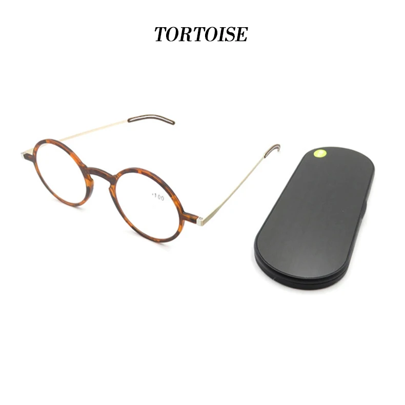 Mai Blume Anti-blau Lesebrille Dünne Protable Presbyopie Brillen Mit Fall Runde Brille Rahmen Für Männer Leser + 1,5 + 2 – Detail 13