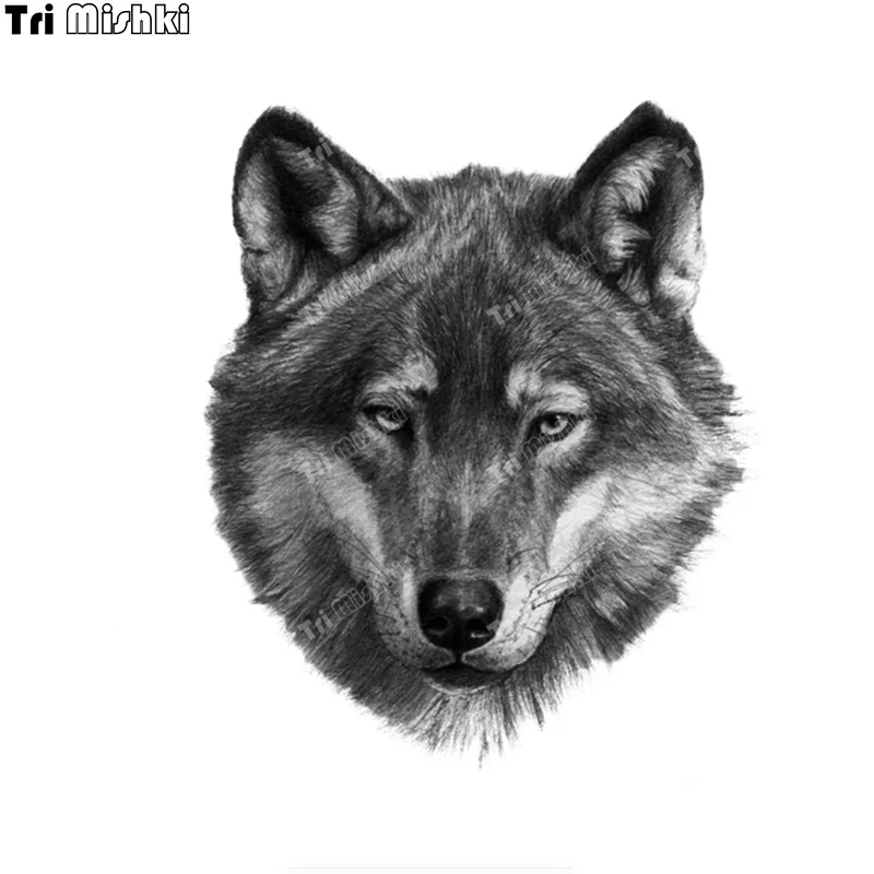 Tri mishki W1131 Grey Wolf Head Car Sticker PVC Decals Motorcycle Accessories sticker on Car Laptop Fridge Door Wall Window