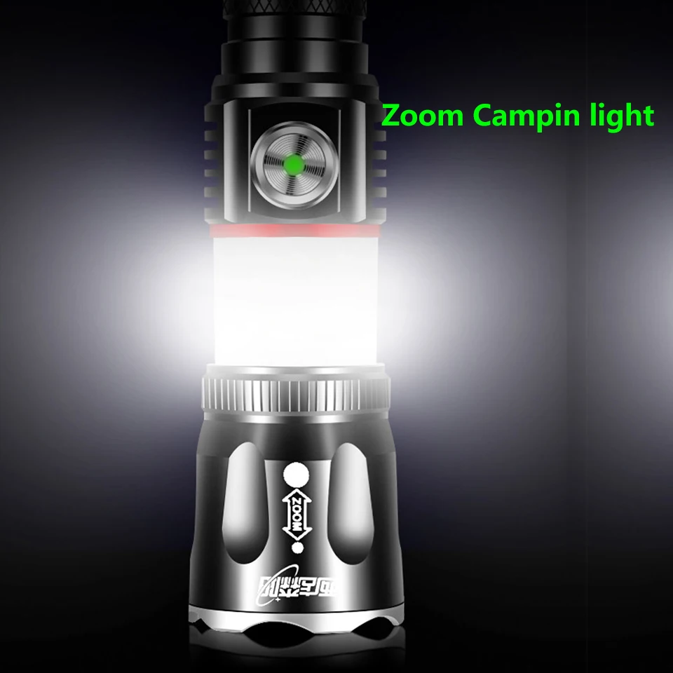 High Quality XM-L2 U3 & COB Led Flashlight Torch Aluminum Alloy Waterproof 18650 Battery Zoomable Lantern for Camping Hiking 10W