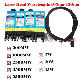 15W/10W/7W/5.5W/3.5W/2.5W Laser Head Diode Laser Module 405nm to 450nm Wavelength Laser Cutting Machine CNC DIY Laser Wood