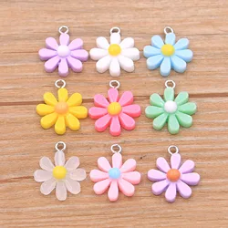 10PCS 17X20mm 9 Colorful Daisy Flower Flatback Resin Cabochons Scrapbook Craft DIY Embellishments Decor Headwear Accessories