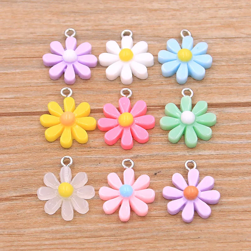 10PCS 17X20mm 9 Colorful Daisy Flower Flatback Resin Cabochons Scrapbook Craft DIY Embellishments Decor Headwear Accessories