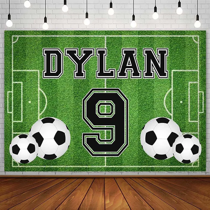 

Happy Birthday Party Backdrops Soccer Player Football Field Boy Custom Photography Background Photo Studio Photozone Decor Props