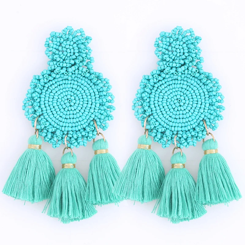 Big Tassel Beads Earrings For Women Bohemian Earrings Big Dangle Drop Earrings 2020 Brincos Female Fashion Jewelry Party Gifts