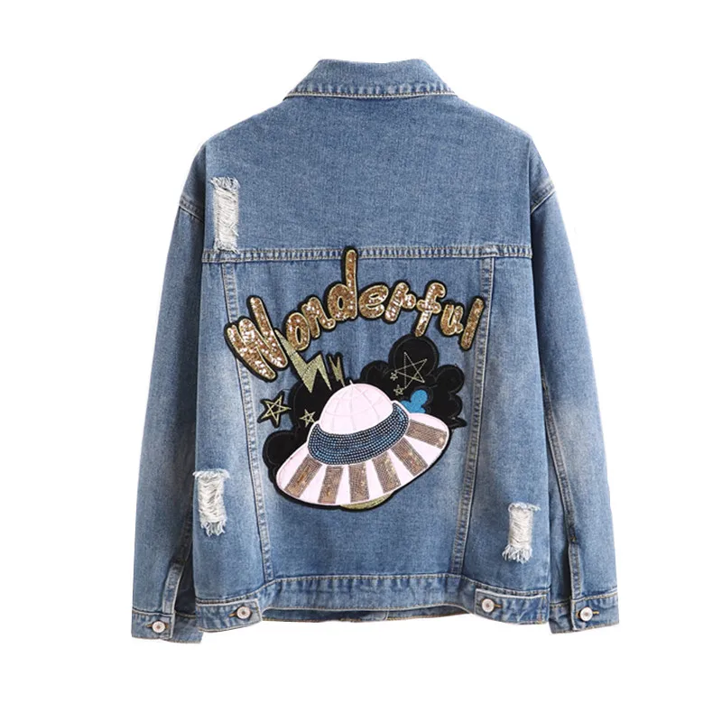 2024 Autumn Coat Women Denim Jacket Loose Jean Jacket Oversized Bomber Jackets Female Casual Coats Outerwear 5XL P527