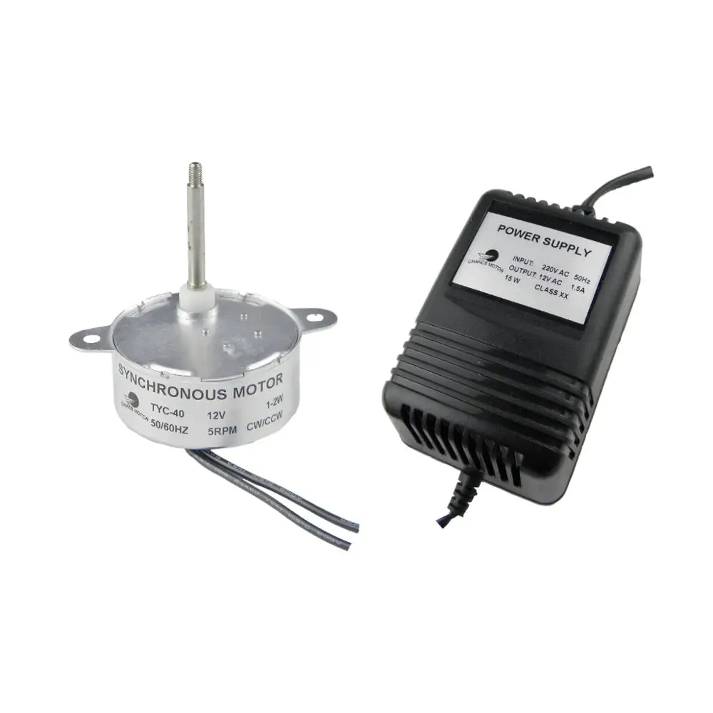 TYC40 12V AC 5RPM Low Speed Synchronous Motor With AC Power Supply - Input 220V Output AC 12V EU For Christmas Decoration