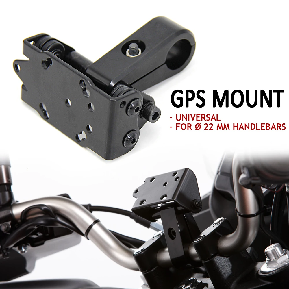 

New Black Motorcycle Accessories For Ø 22mm Handlebar GPS Mount With Handlebar Clamp Phone Bracket Holder