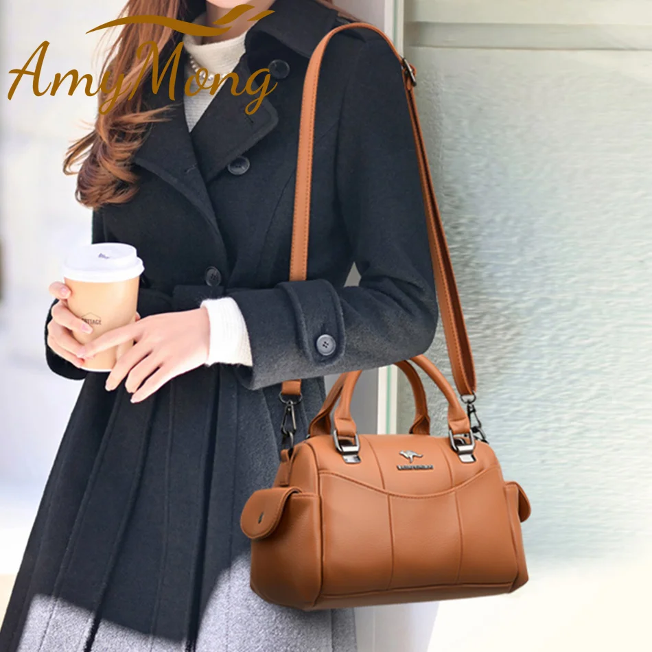 Designer Women Soft Leather Handbags Luxury Female Shoulder Crossbody Bag Brand Casual Totes Ladies Shopper Messenger Boston Bag