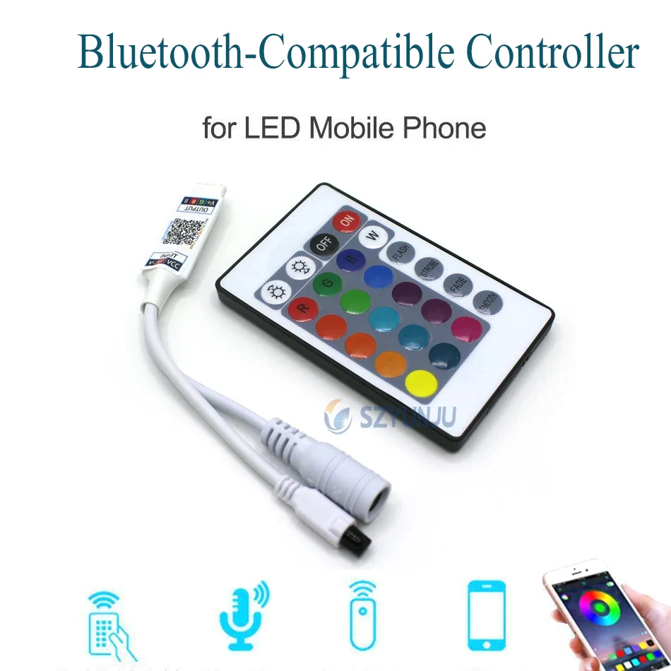 Mini RGB Bluetooth-compatible Controller USB 5V 12V 24V Music Bluetooth LED Controller Light Strip Controller For RGB LED Strip