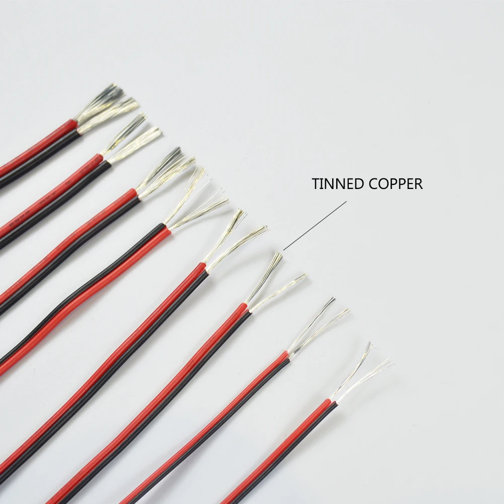 

UL2468 2/5 /10M 2 Pin 28 26 24 22 20 18 16 14 AWG Electrical Copper Wire, LED Lamp Lighting Wire, Red Black PVC Extension Wire