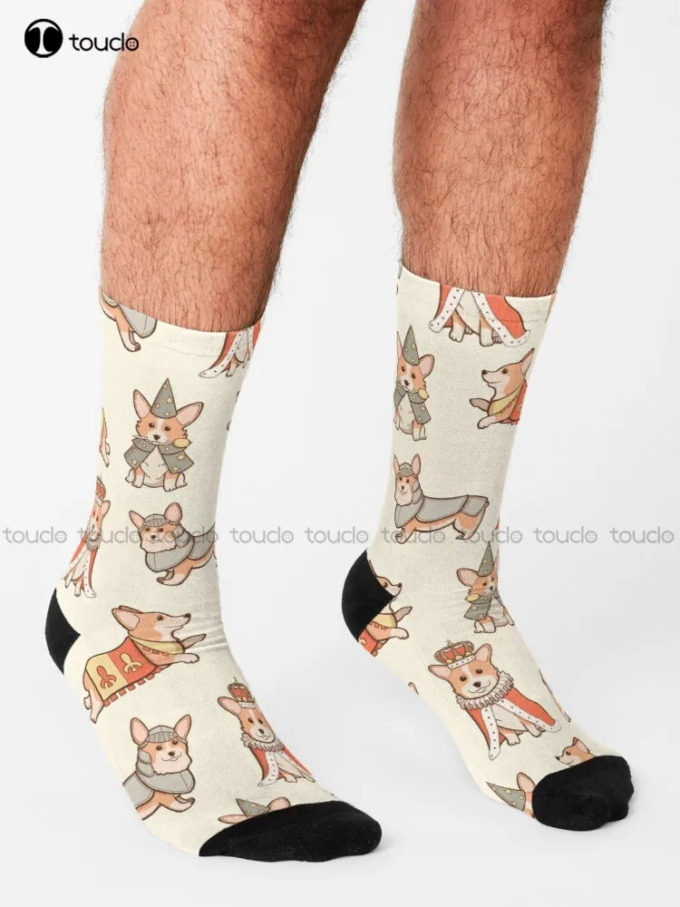 Medieval Fantasy Corgi Corgi Dog Dogs Medieval Socks Mens Socks Size Personalized Custom Unisex Adult Teen Youth Socks