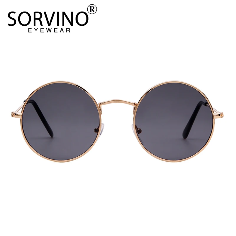 SORVINO Steampunk Round Sunglasses Luxury Brand Designer Men Women Red Lenses Retro Vintage Small Round Metal Sun Glasses Shades