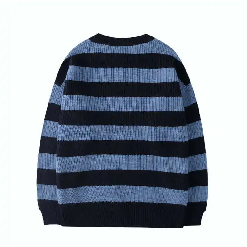 Vintage knitted sweater men\'s Harajuku casual cotton Pullover Tate Langdon sweater same striped couple top autumn 2021