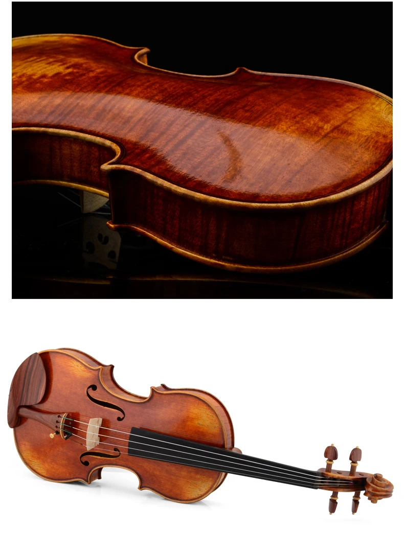 High quality handmade violin maple 4/4 3/4 solid wood single board natural grain road red light violin string instrument