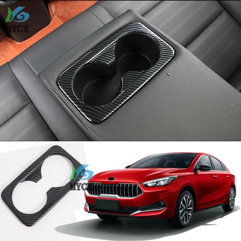 

For Kia Cerato K3 2019 Carbon fiber Water Cup Holder Drink Center Console Surround Cover Trim Bezel Insert Molding Car Styling