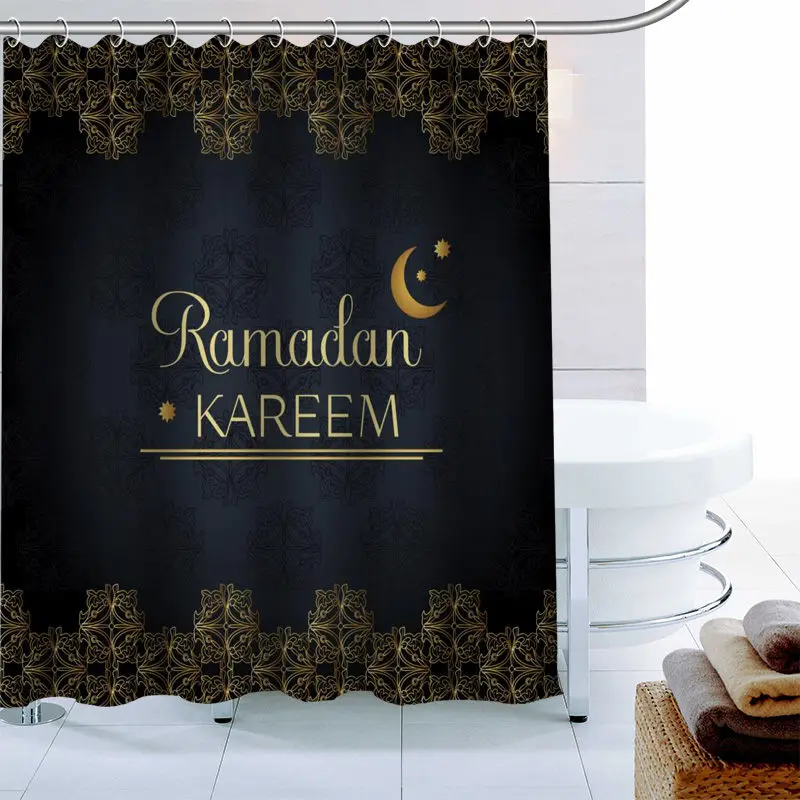 Nieuw Ramadan Douchegordijn Polyester Stof High Definition Print Badkamer Gordijn Waterdicht 12-haak Badgordijn 0331