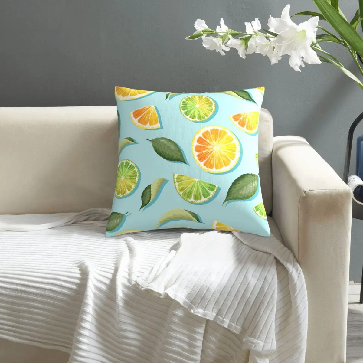 Seamless Pattern With Lime And Lemon pillowcase printed cushion cover sofa waist pillow pillow cover