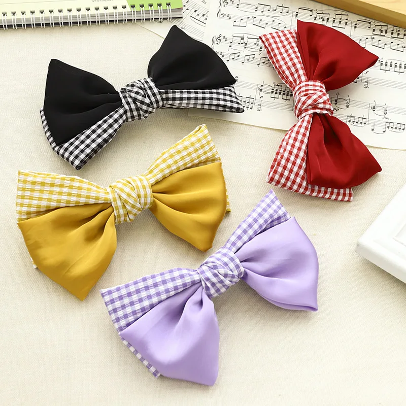 

10 Pcs Big Bow Hairpin Pleated Bowknot Barrette Plaid Hair Clip Women Girls BB Hairgrip Korean Oversize Floral Hair Accessories