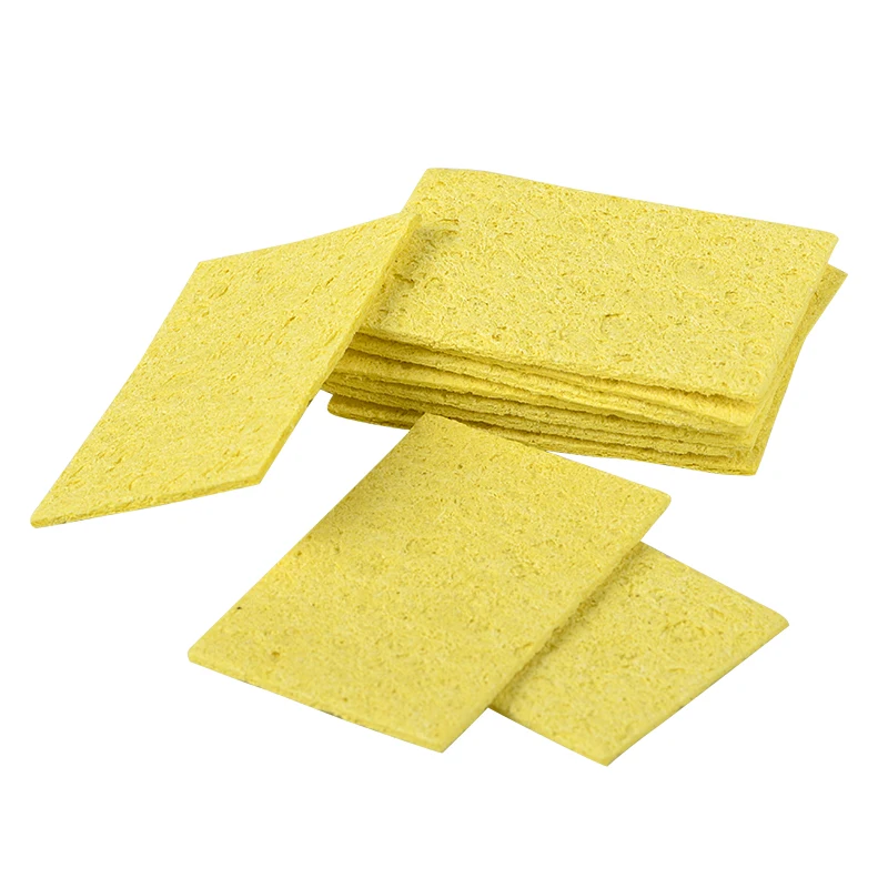 JCD 10pcs Soldering Iron Tips Cleaner Sponge Cleaning Yellow Sponge Welding Soldering Iron Tip Cleaner Pads Tools Top Quality