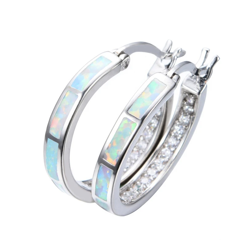 Fashion Blue Fire  Opal Stud Hoop Earrings  Earring for Women Girl Jewelry Gift