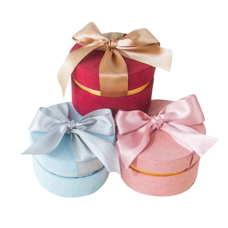 Round Flannelette Elegant Wedding Favor Birthday Party Box Holder Sugar Tea Gift Decoration Package Display Boxes