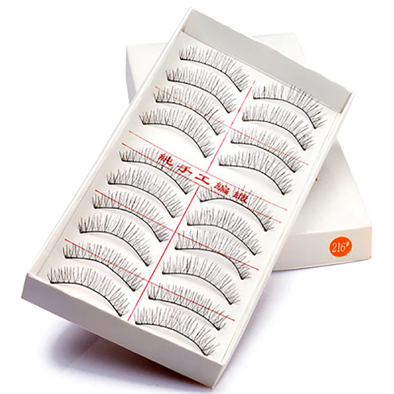 Taiwan Handmade False Eyelashes 216/217 Nude Makeup Natural Slim Model High Quality 10 Pairs Eyelashes Wholesale More Models