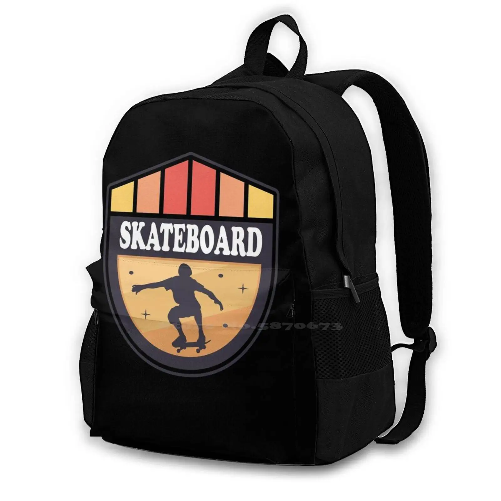 Retro Skateboard Gift Skater Half Pipe Graffiti Paint Stripe Art Sk8 Teen College Student Backpack Laptop Travel Bags Us