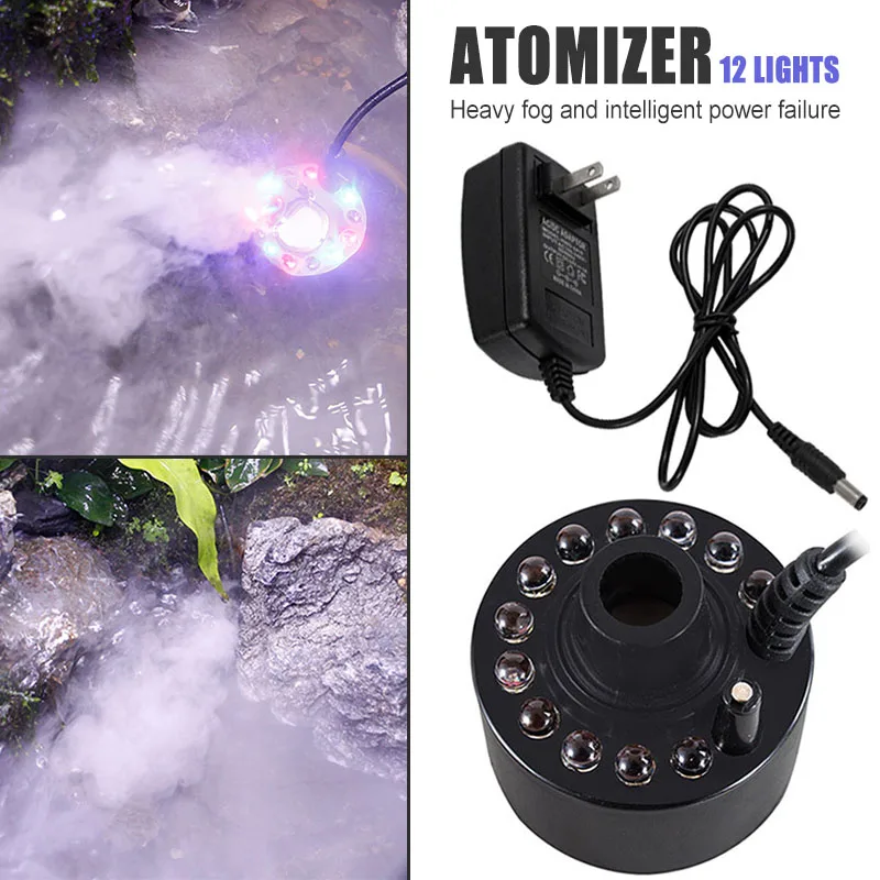 12 Leds Ultrasonic Mist Maker Fogger Water Fountain Pond Fog Machine Atomizer Air Humidifier 20mm Аквариумные Аксессуары