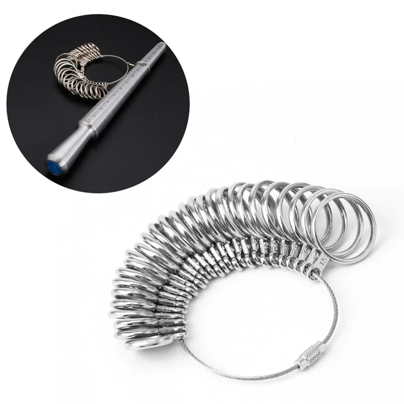 Calibrador de anillo de joyería para hombres y mujeres, herramienta de anillo de Metal, anillo de medición de dedo, anillos de mano estándar,