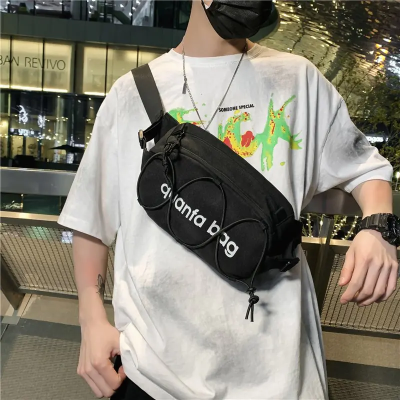 

Casual Unisex Chest Bag Crossbody Pouch 2021 New Men Canvas Bags Large Capacity Outdoor Messenger Bag Boy Hip Waist Pack
