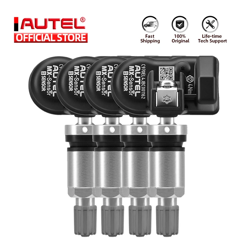 Autel TPMS Sensor Set of 4, MX-Sensor 2in 1 Dual Frequency 315MHz + 433MHz Press-in OE-Level Universal TPMS Sensors