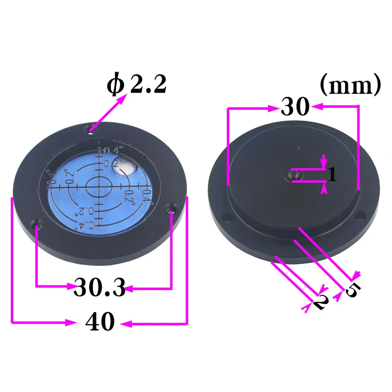 Haccury Round Metal Spirit Level Bubble Upper Flange Horizontal Platform Inlaid Leveling Instrument Blue Color Anti-UV