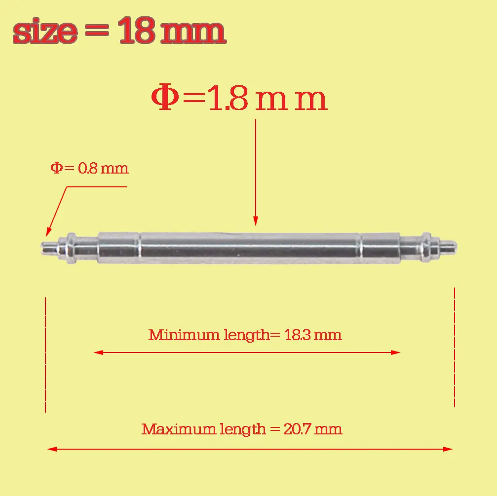 10 x WATCH SPRING BARS/PINS HIGH QUALITY 18,19,20,21,22mm, 1.8mm Thick 316 Stainless Steel